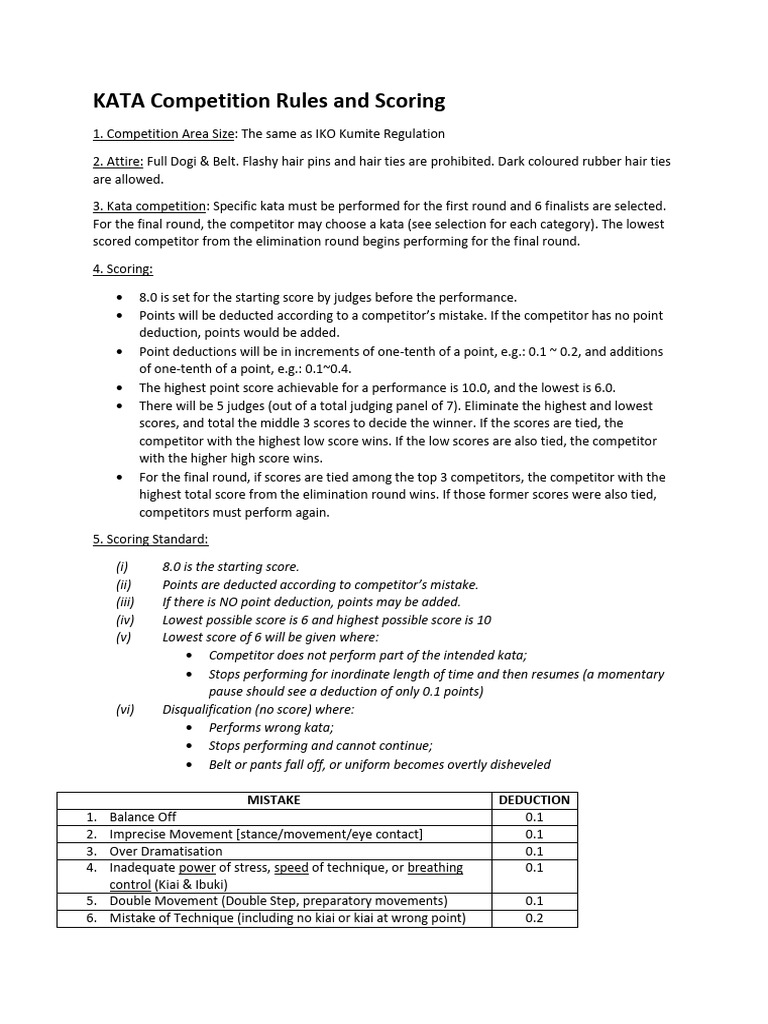 Give 2 General Rules And Scoring