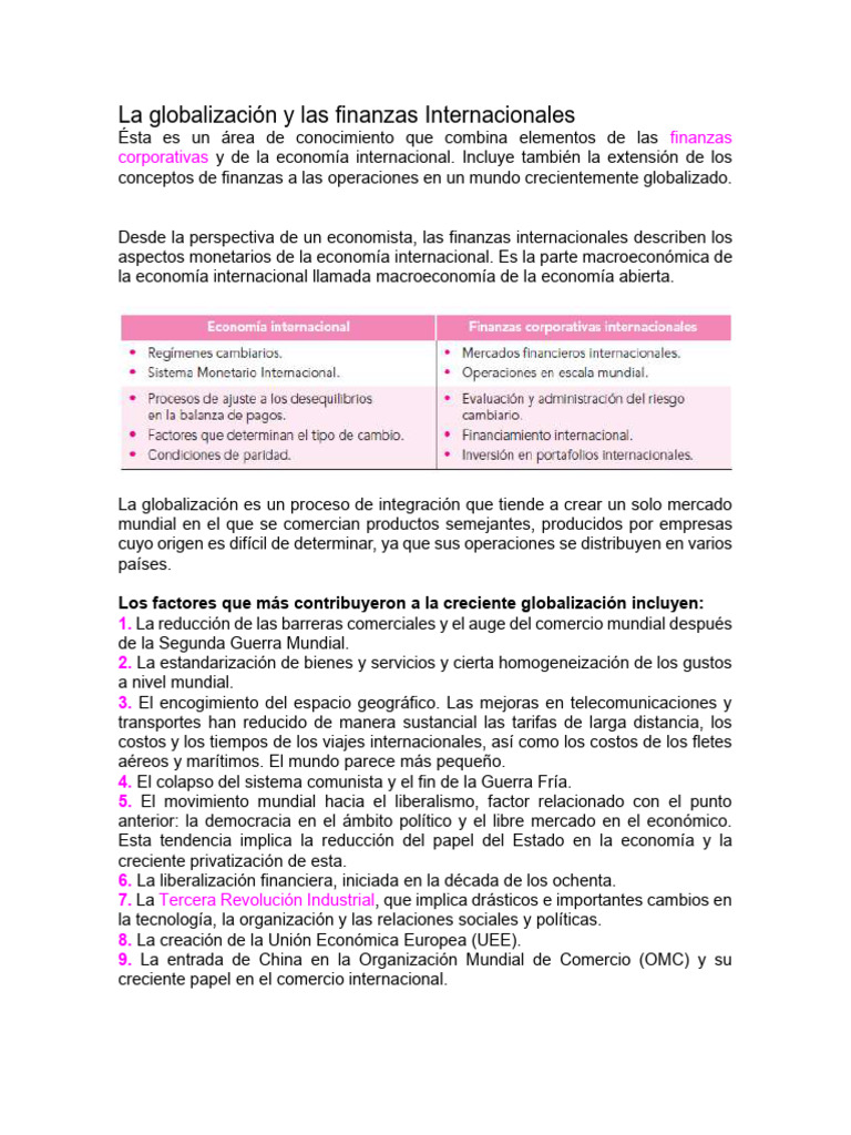 Globalización y Finanzas Internacionales | PDF | Tipo de cambio ...