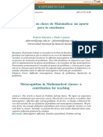 Metacognición en Clases de Matemática: Un Aporte para La Enseñanza