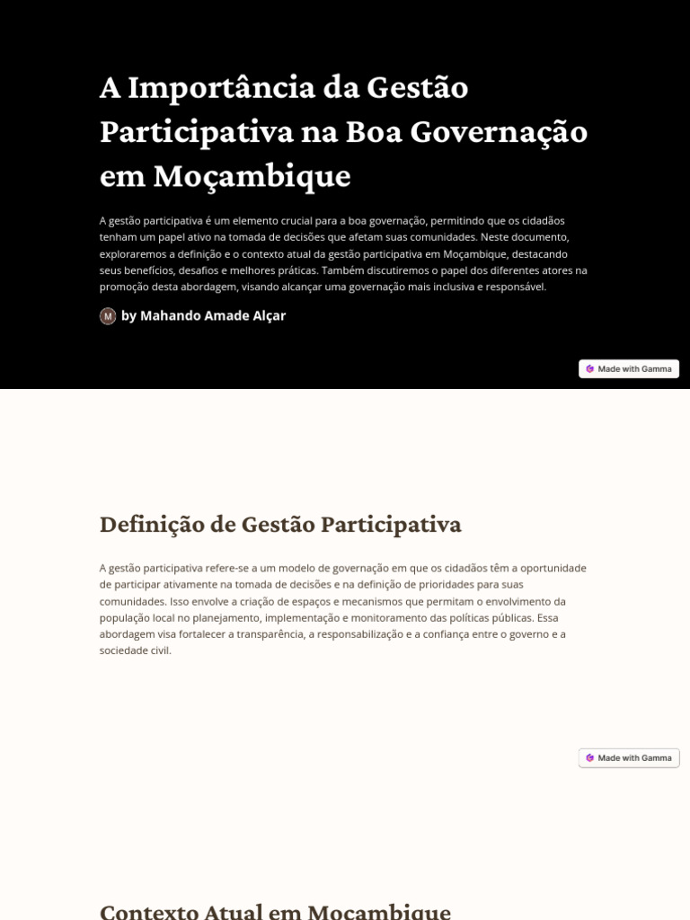 Gestão Participativa em Moçambique | PDF | Governança corporativa ...