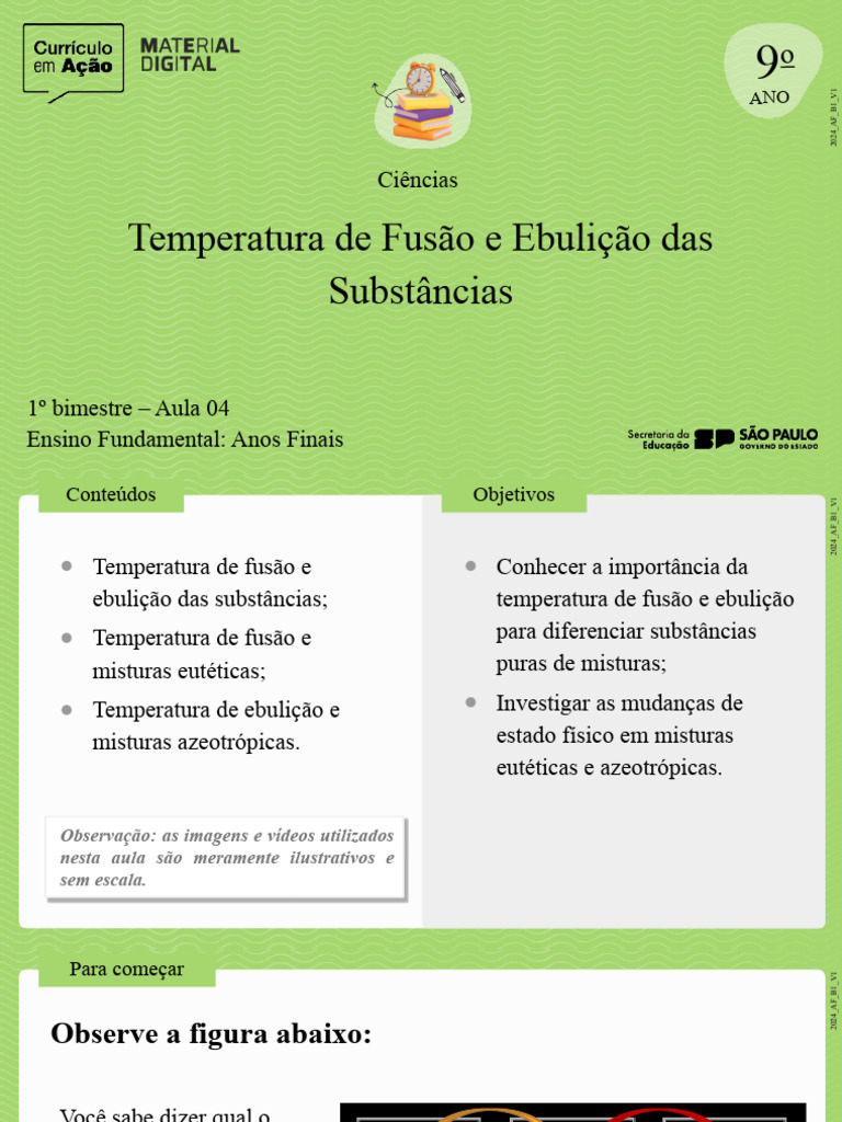 Aula 4 - Temperatura de Fusão e Ebulição Das Substâncias | PDF ...