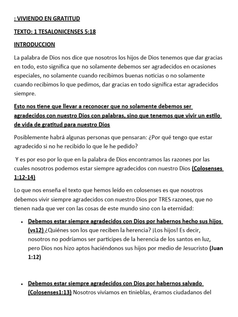 Viviendo en Gratitud a Dios | PDF | Pecado | Dios