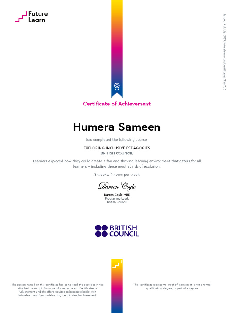 Exploring Inclusive Pedagogies Certificate of Achievement 9sin7d5 PDF Exploring Inclusive Pedagogies Certificate of Achievement 9sin7d5 PDF