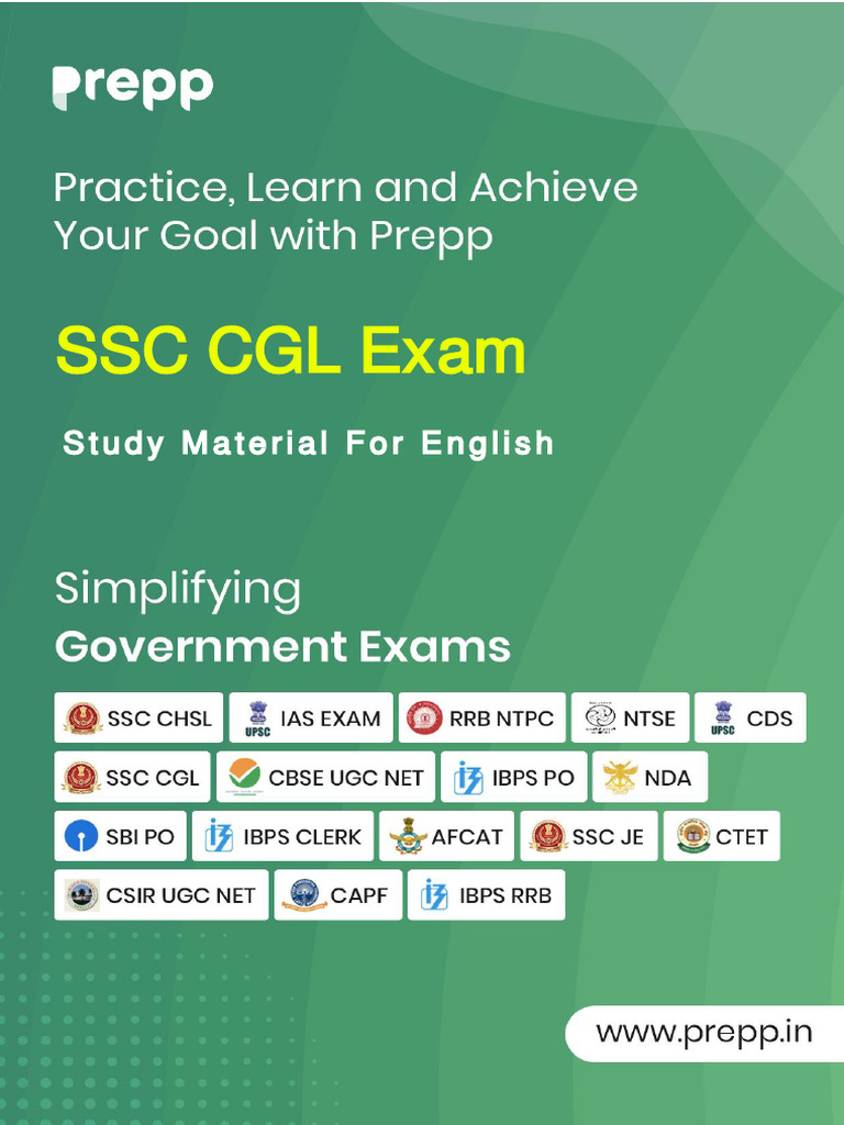 SSC CGL English Study Material Guide | PDF | Question