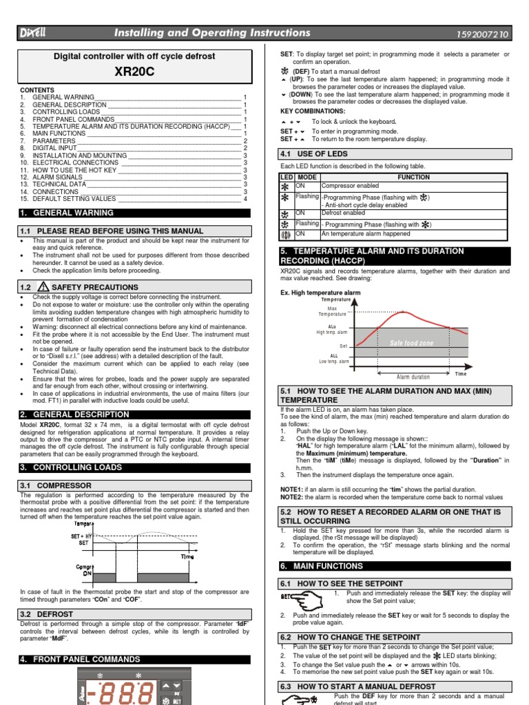 Dixell Xr20c | PDF | Thermostat | Relay