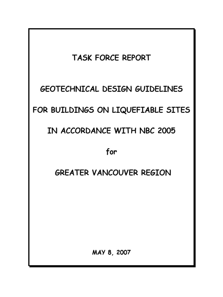 Vancouver Liquefaction Design Guidelines | PDF | Strength Of Materials ...