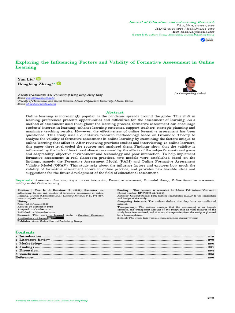 Exploring The Influencing Factors and Validity of | PDF | Educational ...