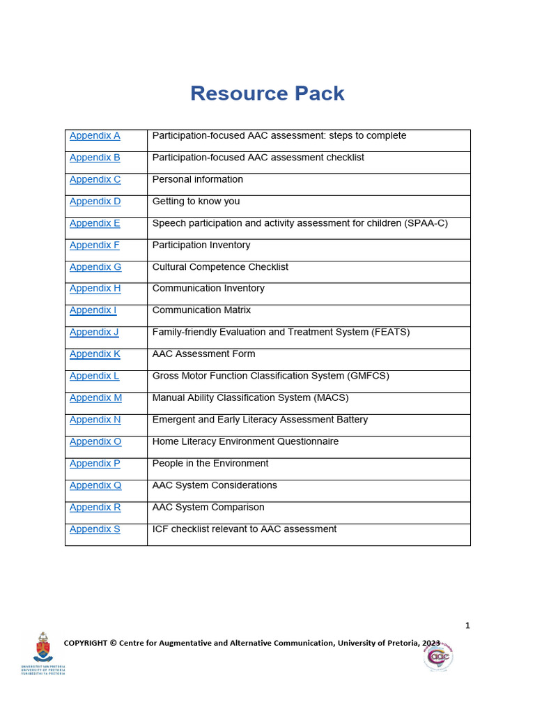 Resource Pack For AAC Assessment Module | PDF | Gesture | Communication