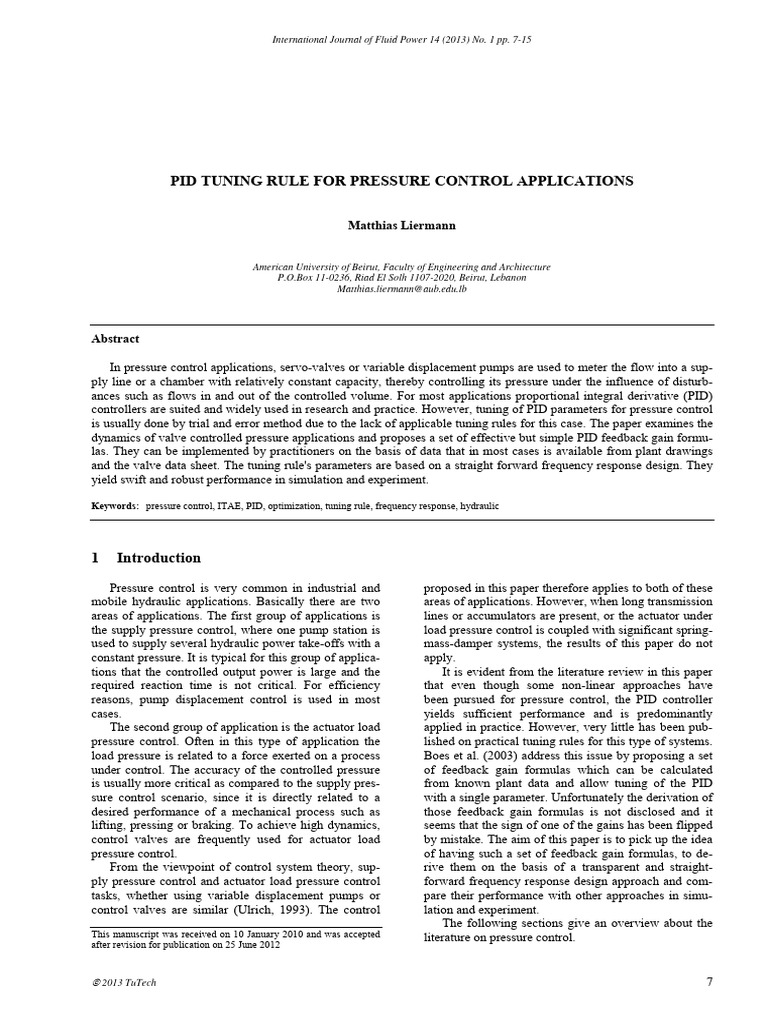 PID Tuning for Pressure Control Systems | PDF | Control Theory | Feedback