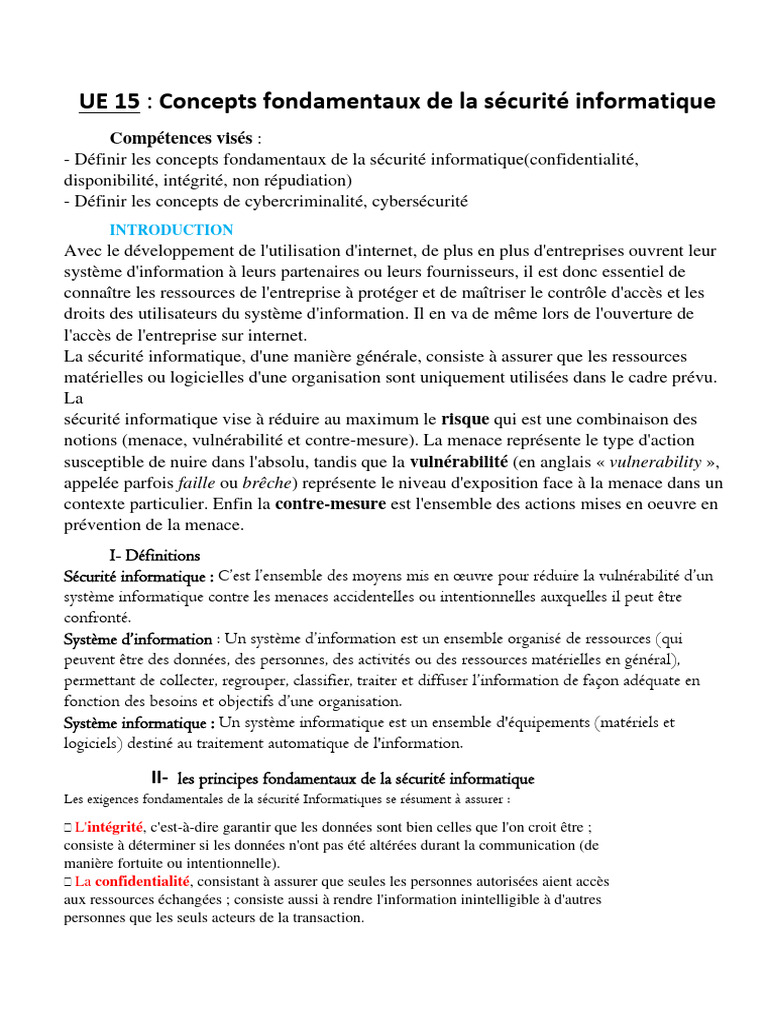 Concepts clés de la sécurité informatique | PDF | Sécurité | Sécurité ...