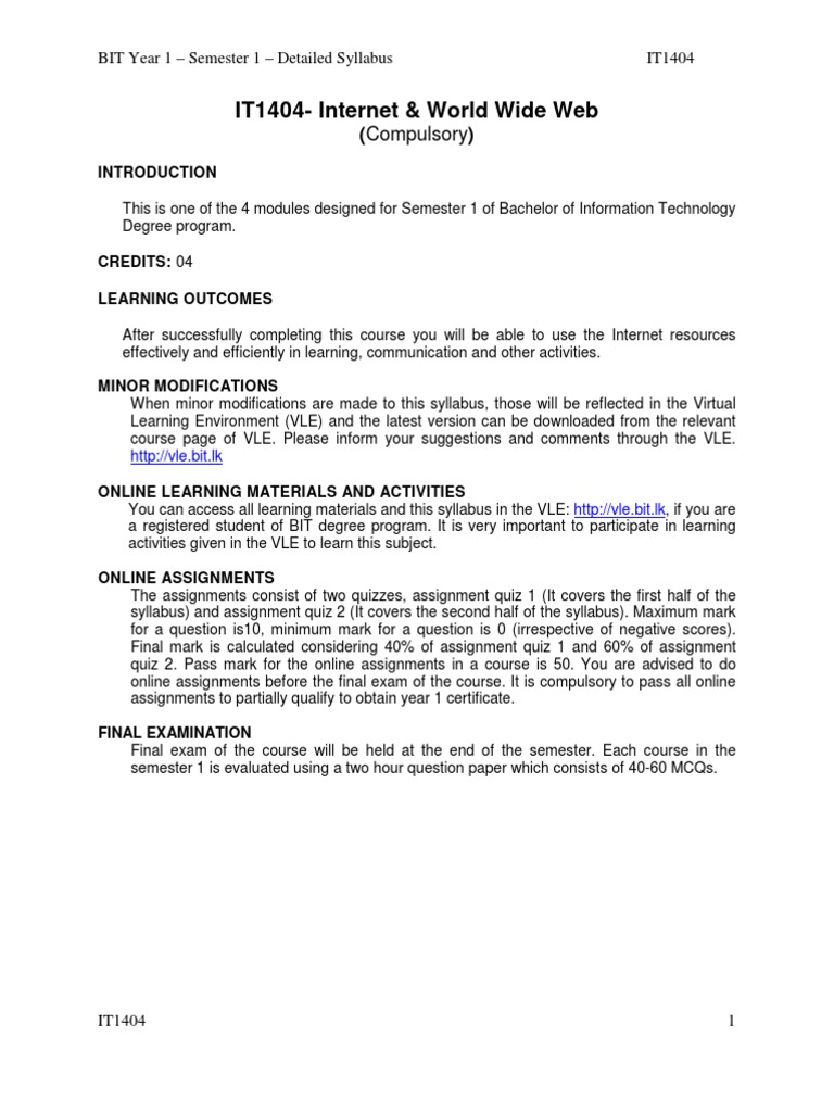 WWW BIT Syllabus | PDF | Email | Web Browser