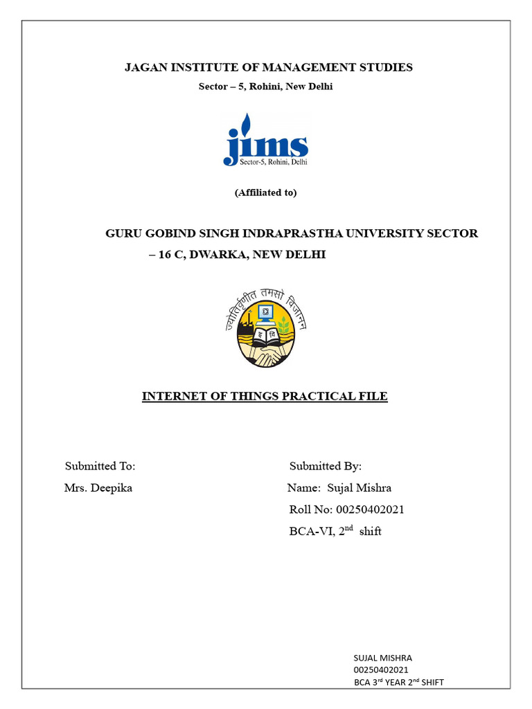 IoT Practical File by Sujal Mishra | PDF | Arduino | Internet Of Things
