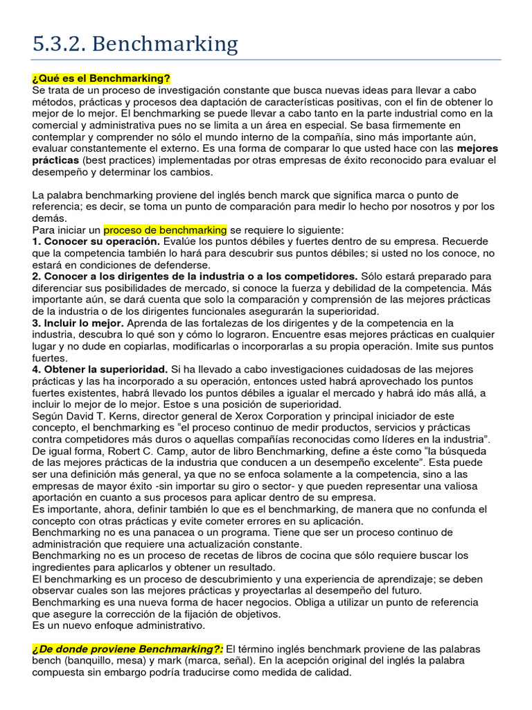 Introducción al Benchmarking Empresarial | PDF | Benchmarking | Business