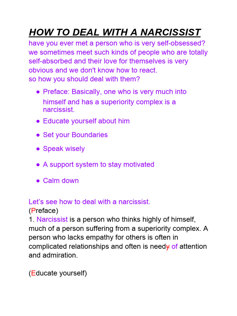 How To Deal With A Narcissist Pdf Narcissism Cognition