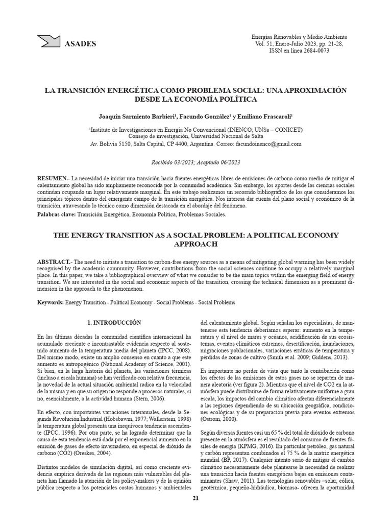 Transición Energética y Economía Política | PDF | Mitigación del cambio ...