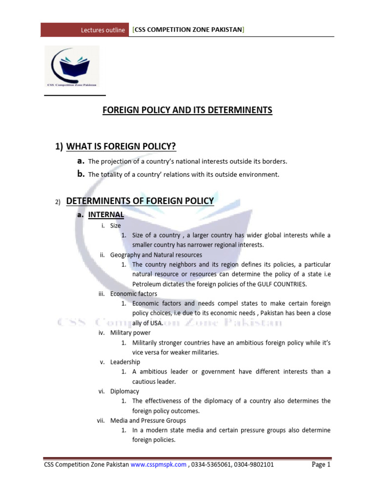 Foreign Policy Determinants Explained | PDF | Foreign Policy | Pakistan