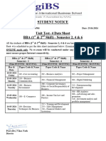 Student Notice Unit Test-4 Date Sheet BBA (1 & 2 Shift) - Semester 2, 4 & 6