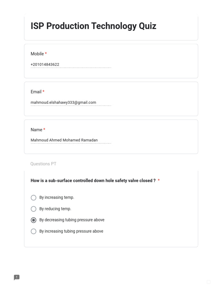 Oil Production Technology Quiz Questions | PDF | Chemical Engineering ...