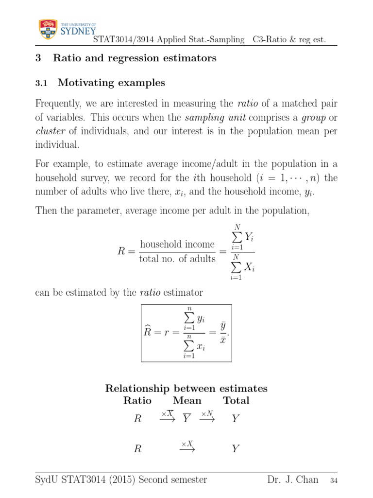 Ratio and Regression Estimators in Sampling | PDF | Standard Error ...