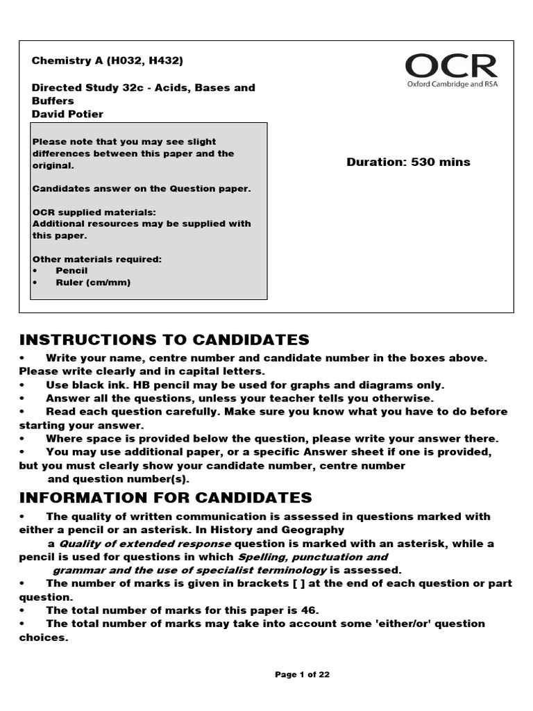 Acids, Bases, and Buffers Study Guide | PDF | Ph | Acid
