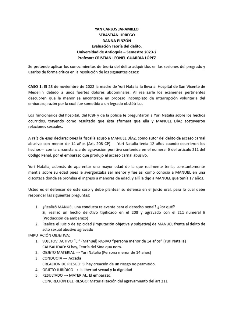 Análisis de Casos de Teoría del Delito | PDF | Derecho penal | Homicidio