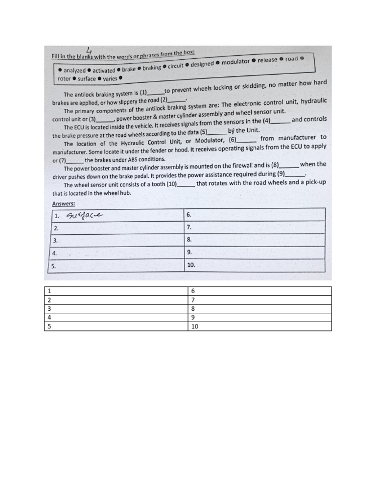 Test 2 | PDF | Manual Transmission | Anti Lock Braking System