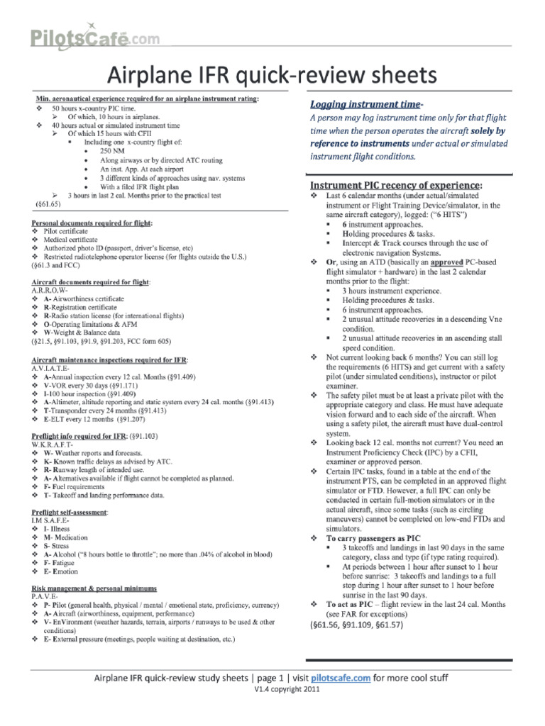 Pilots Cafe IFR | PDF