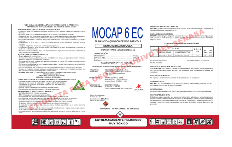 Uso y Precauciones del Insecticida Mocap | PDF | Agua | Pesticida