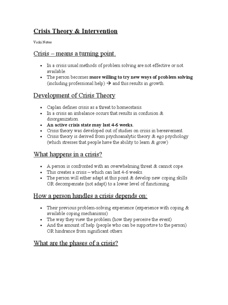Crisis Theory and Phases of Development | PDF | Coping (Psychology ...