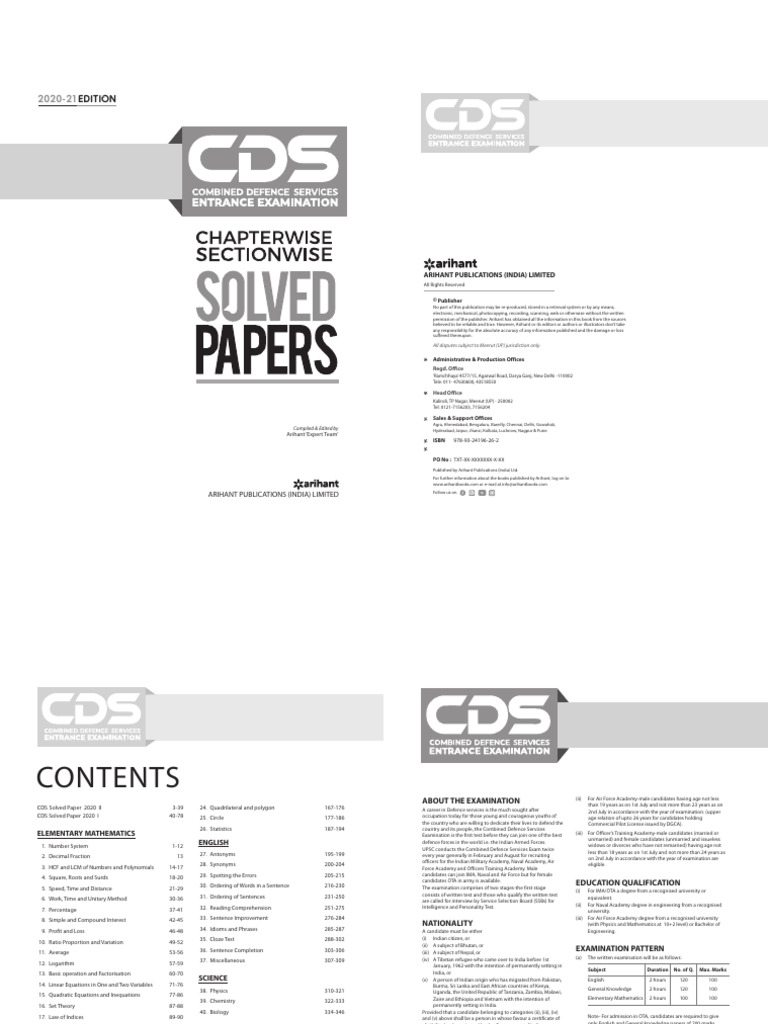 Cds chapterwise solved papers english 4 pages per sheet pdf area