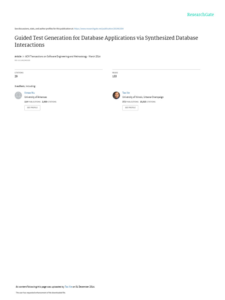 Guided Test Generation For Database Applications V | PDF | Databases ...