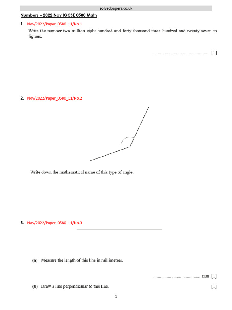 2022n numbers igcse 0580 math pdf