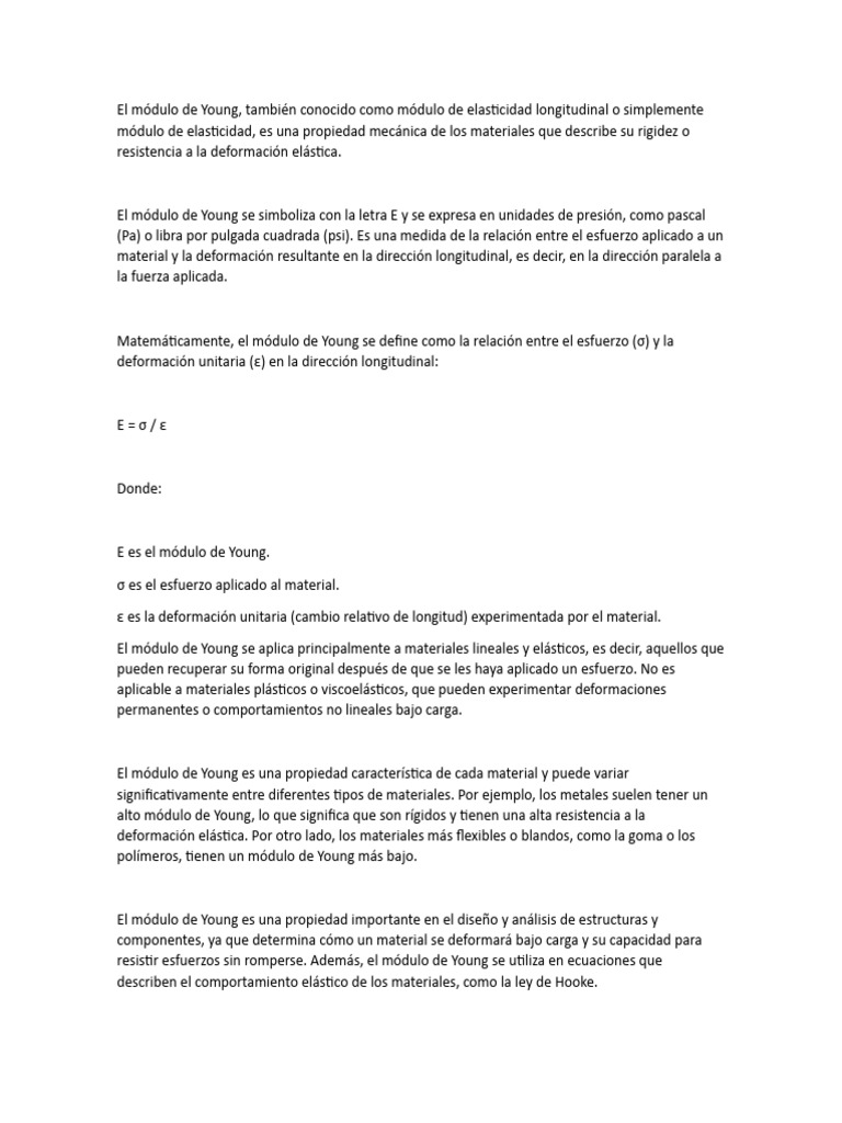 Módulo de Young: Definición y Unidades | PDF | El módulo de Young ...