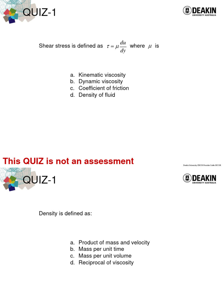 Quiz 1 | PDF | Pascal (Unit) | Viscosity