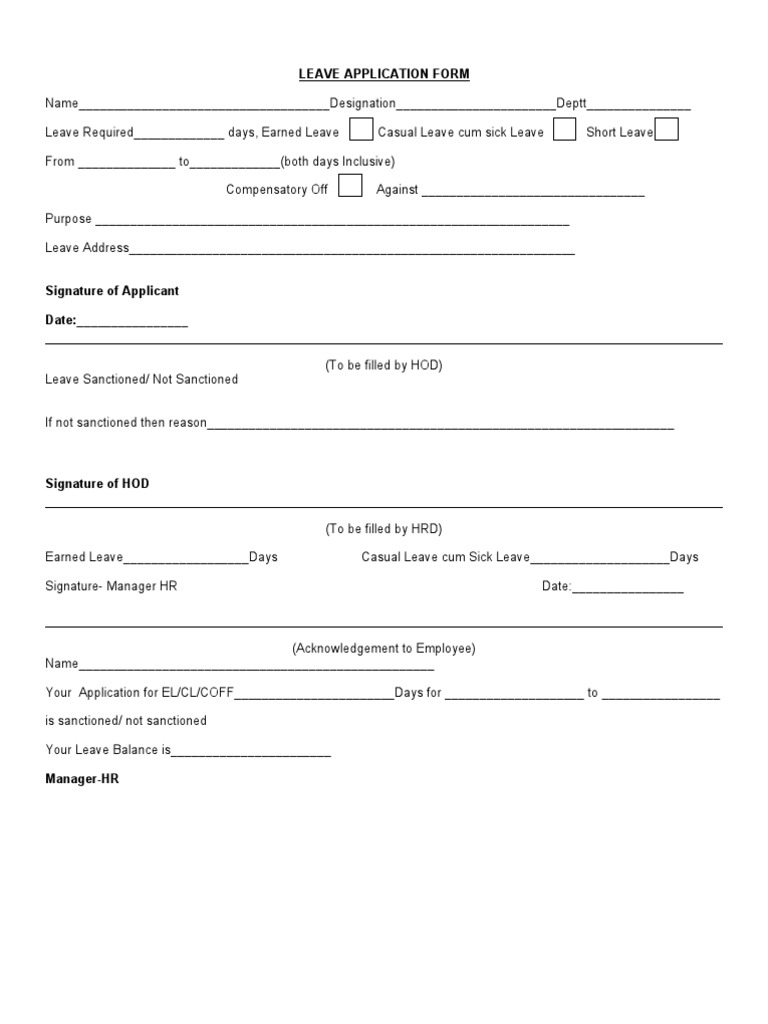 Leave Application | PDF