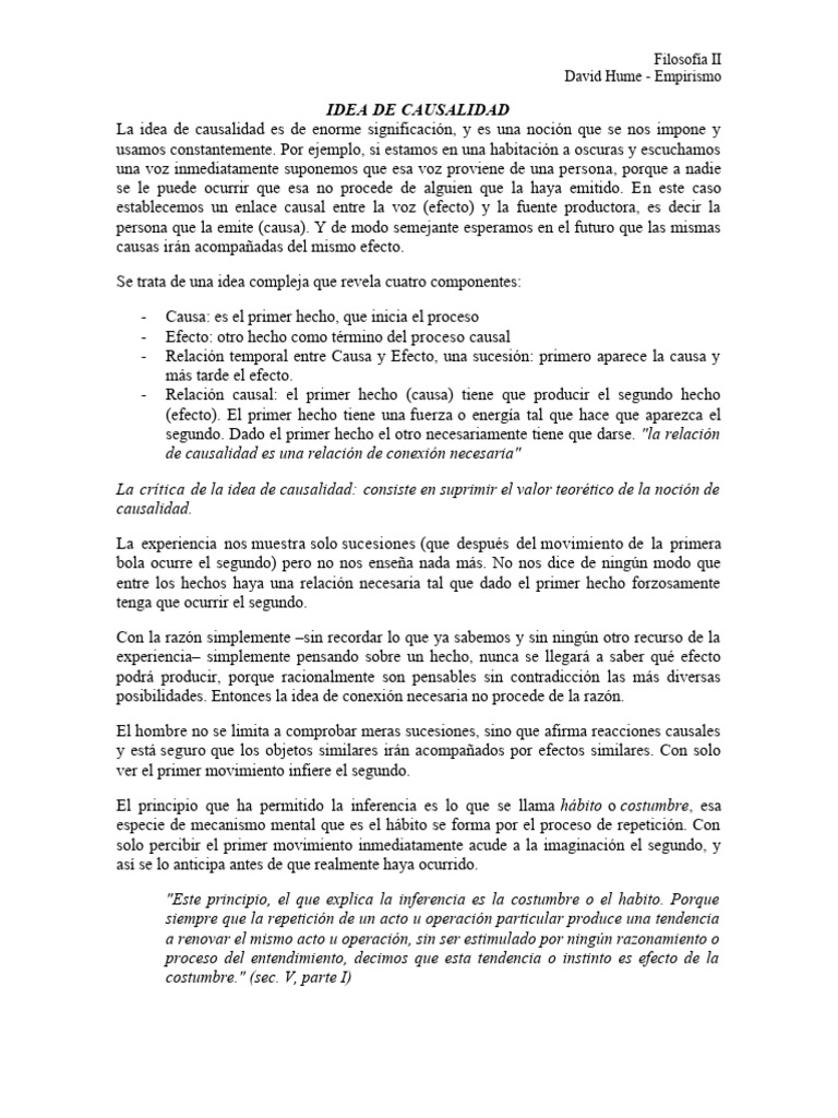 Causalidad según David Hume | PDF | Causalidad | David Hume