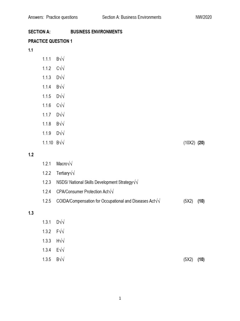 Final Answers Section A Business Environments | PDF | Teaching Methods ...