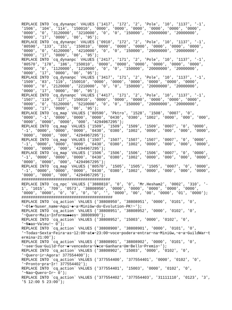 NPC Data Update for MiniGw Events | PDF