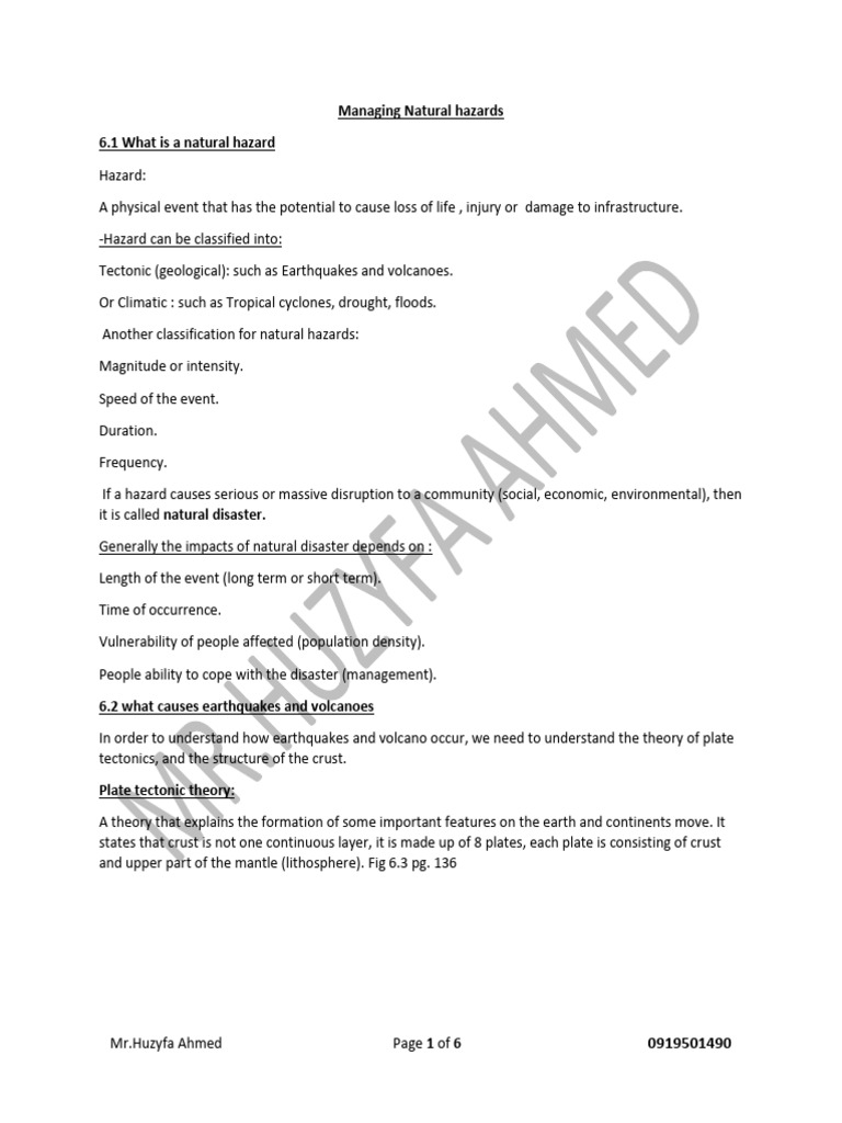 Chapter 6 Managing Natural Hazards 1 Pdf Plate Tectonics Earthquakes