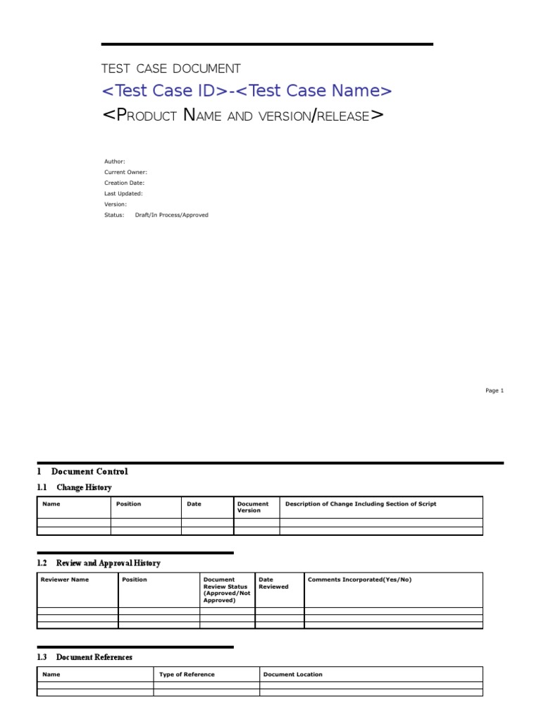 Test Case Template Overview | PDF | Areas Of Computer Science ...