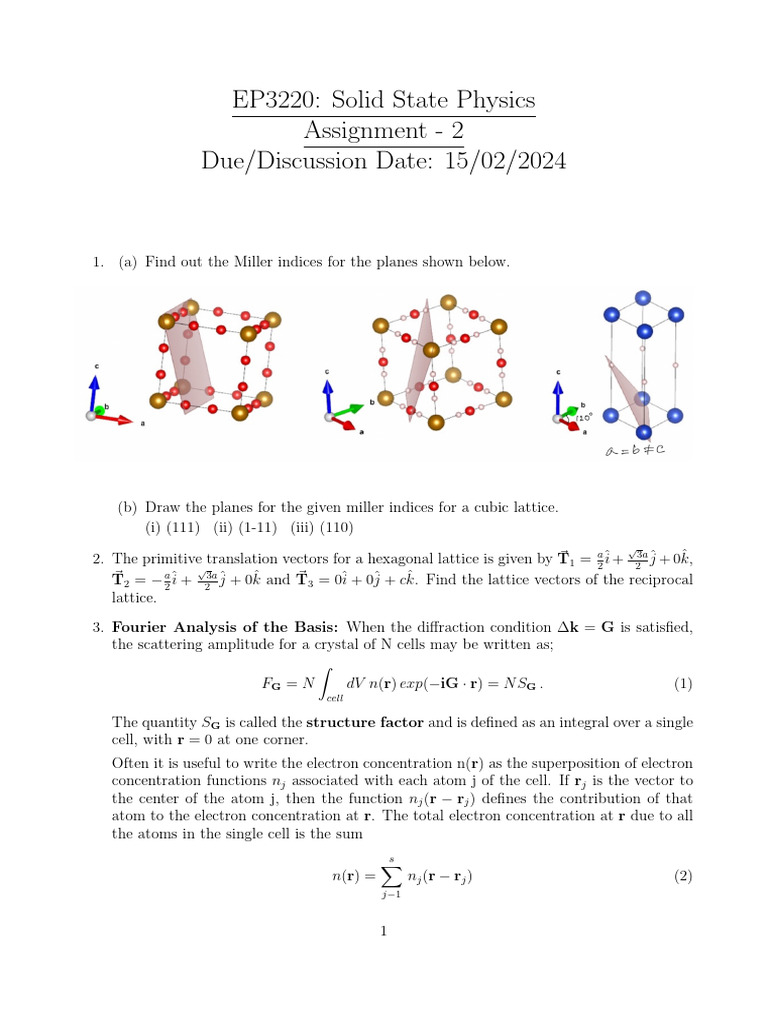 Assignment - 2 - Crystallography II | PDF | Phases Of Matter ...