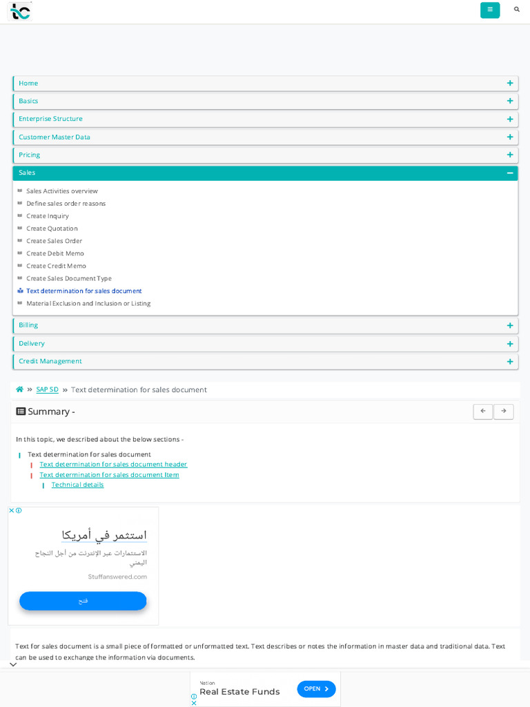 SAP SD Text Determination For Sales Document | PDF | Sales | Invoice