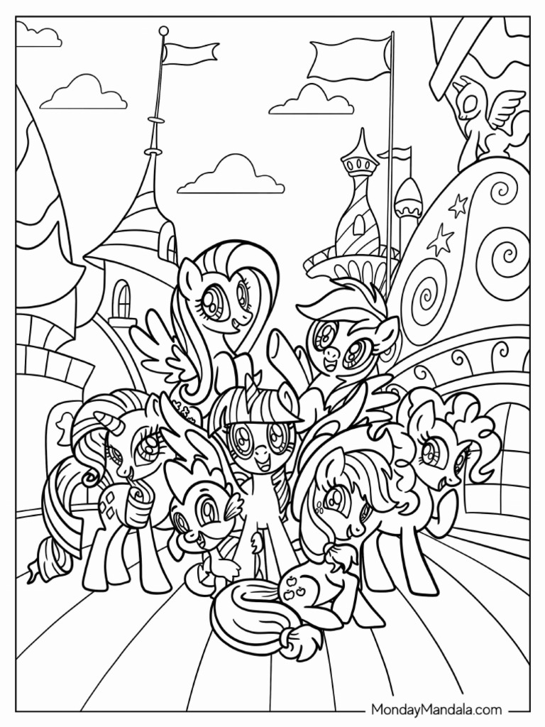 Detailed My Little Pony Friendship Is Magic Coloring Sheet PDF