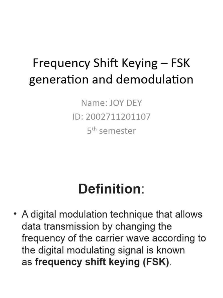 Frequency Shift Keying - FSK | PDF | Modulation | Detector (Radio)