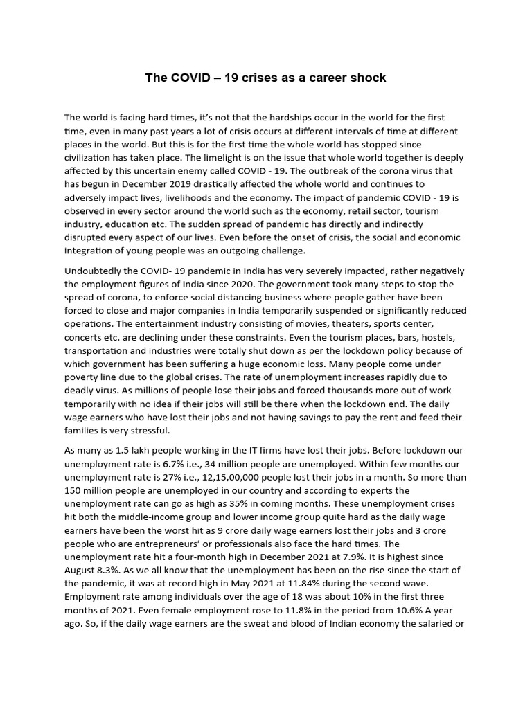 COVID-19's Impact on Employment in India | PDF | Unemployment | Payroll