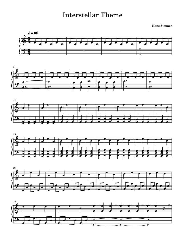 Interstellar Hans Zimmer Interstellar Theme Easy Piano PDF