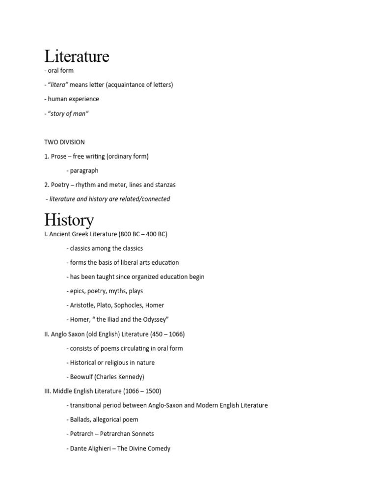 Overview of Literary History and Genres | PDF | Poetry | Homer