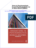 PDF Innovations in Psychoanalysis Philosophy and Psychoanalysis 1St Edition Aner Govrin Editor Ebook Full Chapter