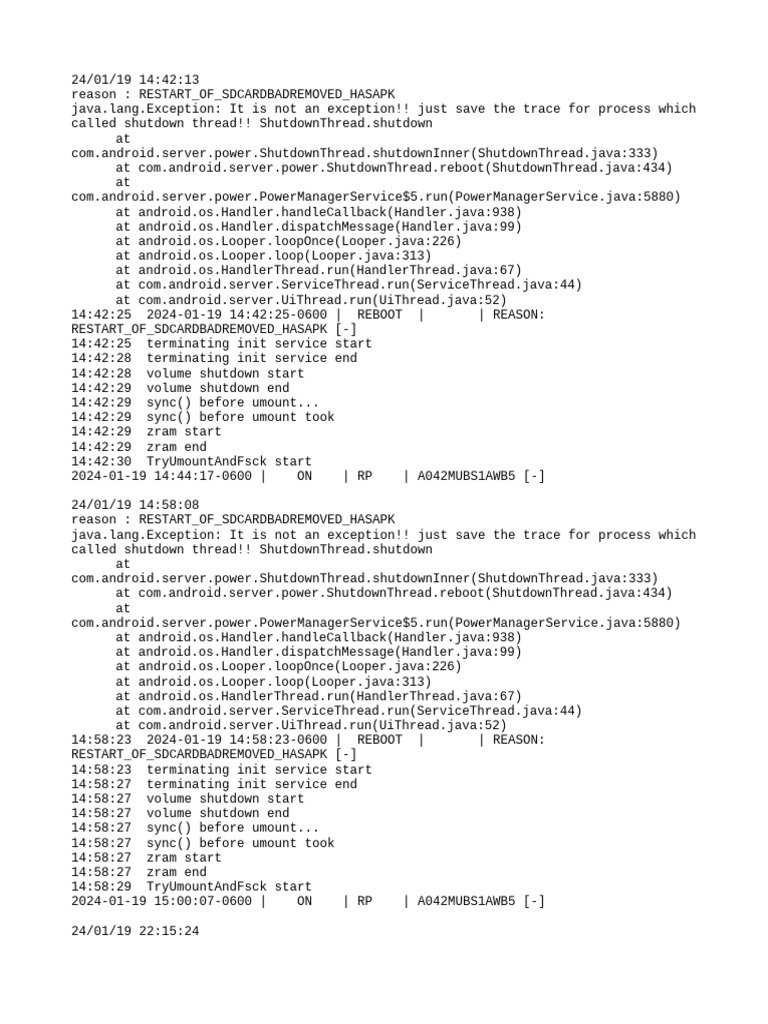 Android Shutdown and Reboot Logs | PDF | Java (Programming Language ...