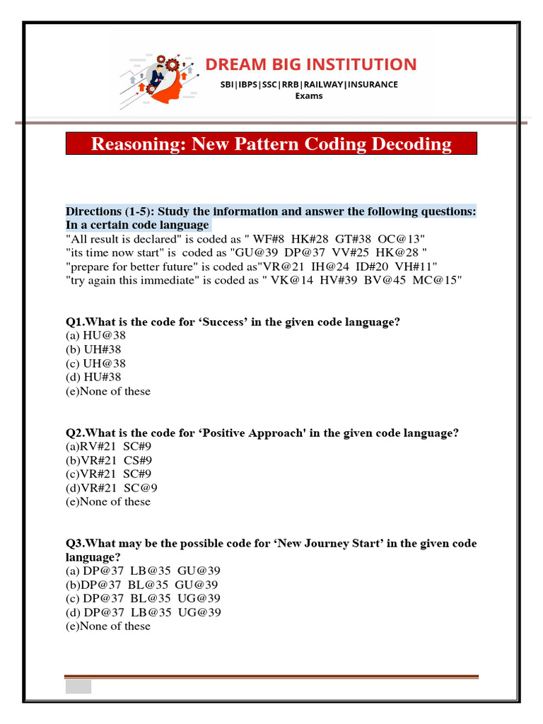 New Pattern Coding Decoding Pdf